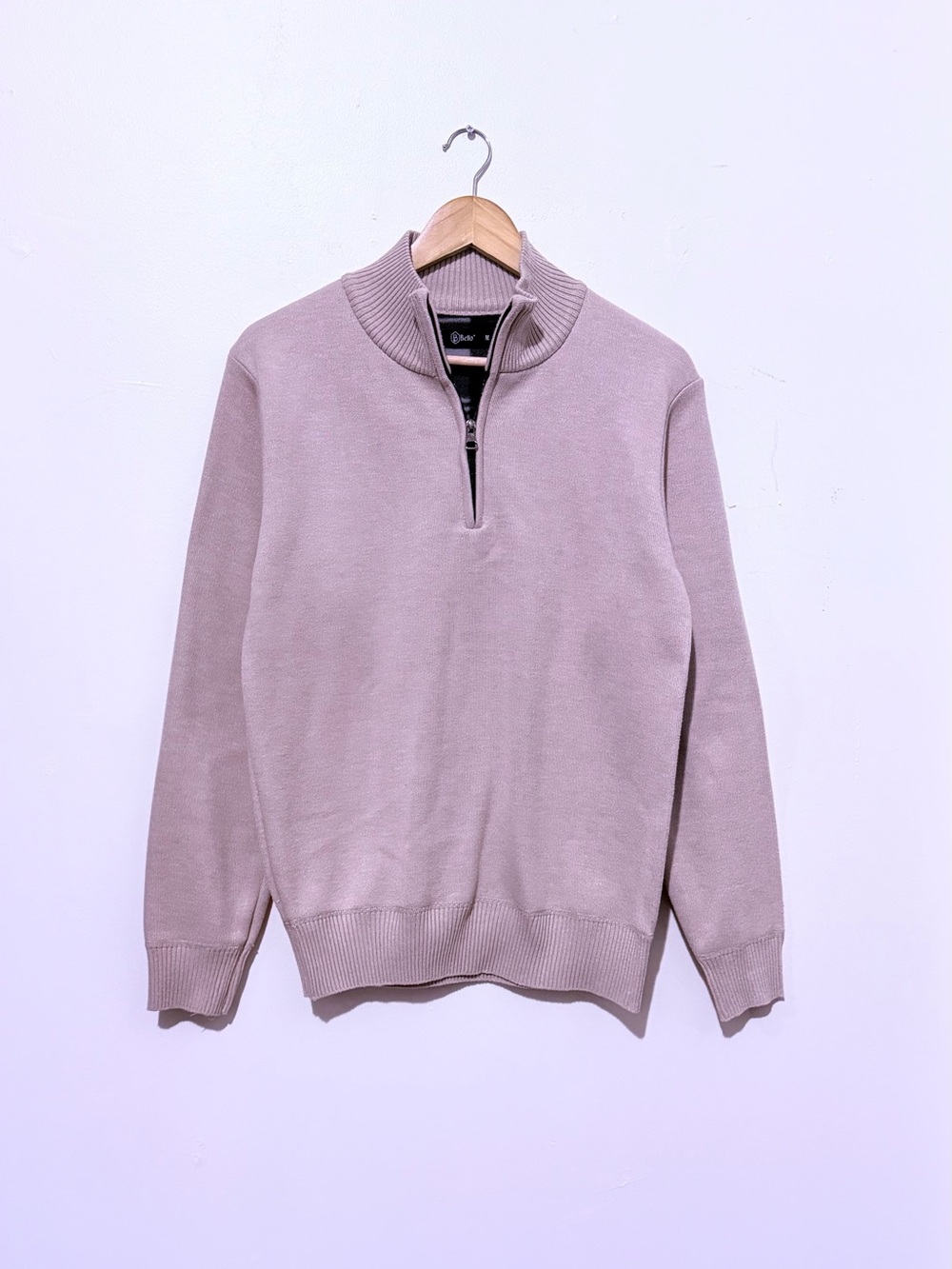 Classic Quarter-Zip Sweater in Beige - Unknown Brand